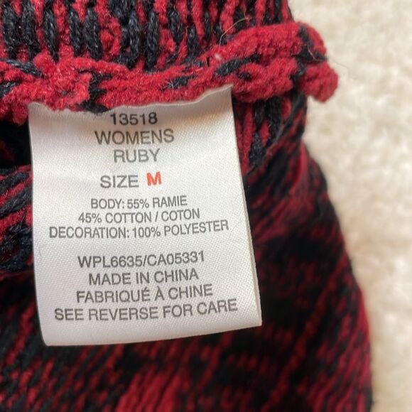 Woolrich Womens Red Black Plaid Floral Knit Zip Front Sweater Vest Sz M - Picture 8 of 8